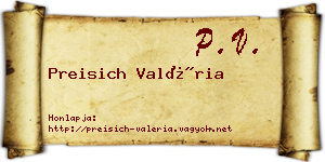 Preisich Valéria névjegykártya